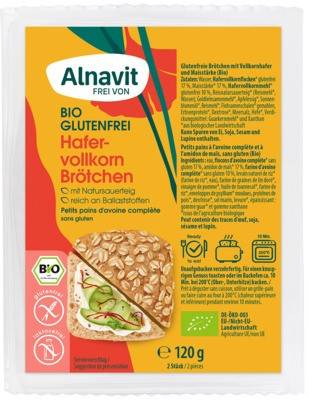 Chifle cu ovaz integral bio 2buc 120g  Alnavit