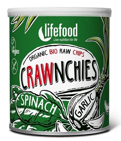 Chips Crawnchies cu spanac si usturoi raw eco 30g