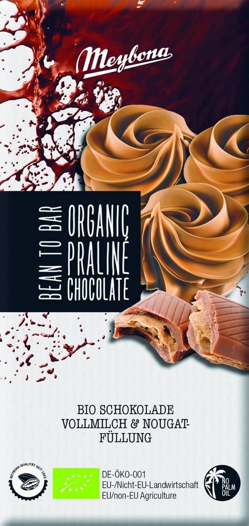 Ciocolata cu lapte si crema de praline bio 100g Meybona