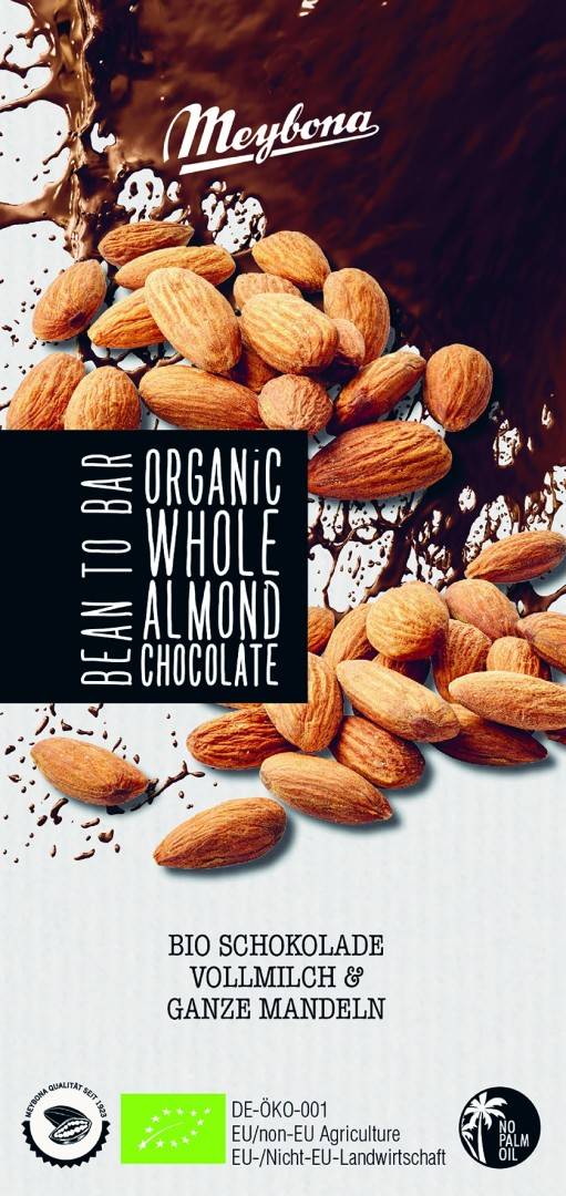 Ciocolata cu lapte si migdale bio 100g Meybona