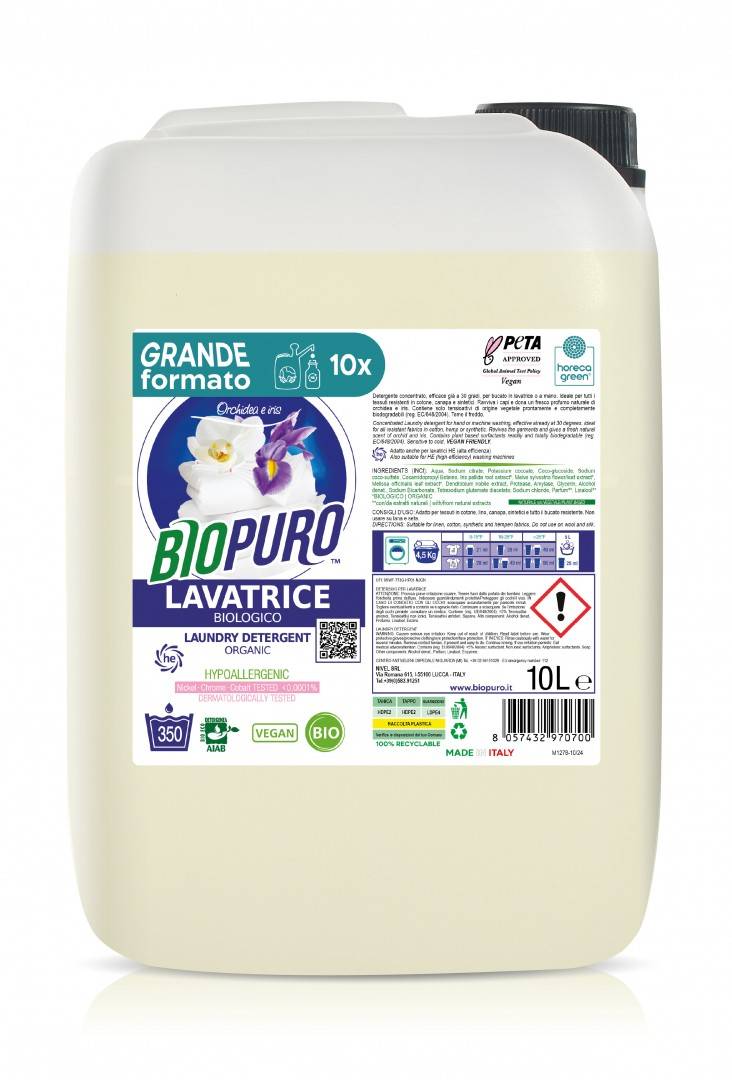 Detergent pentru rufe albe si colorate cu iris si orhidee hipoalergen ecologic 10l Biopuro