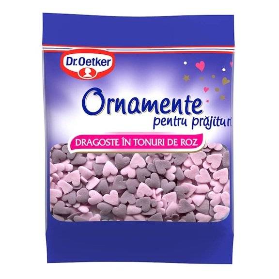 Dr.Oetker Ornamente Inimioare, Dragoste in Tonuri de Roz 30g