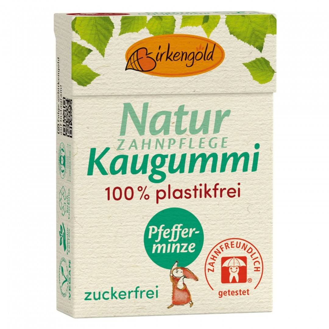 Guma de mestecat naturala cu menta, 28g, Birkengold                                                 