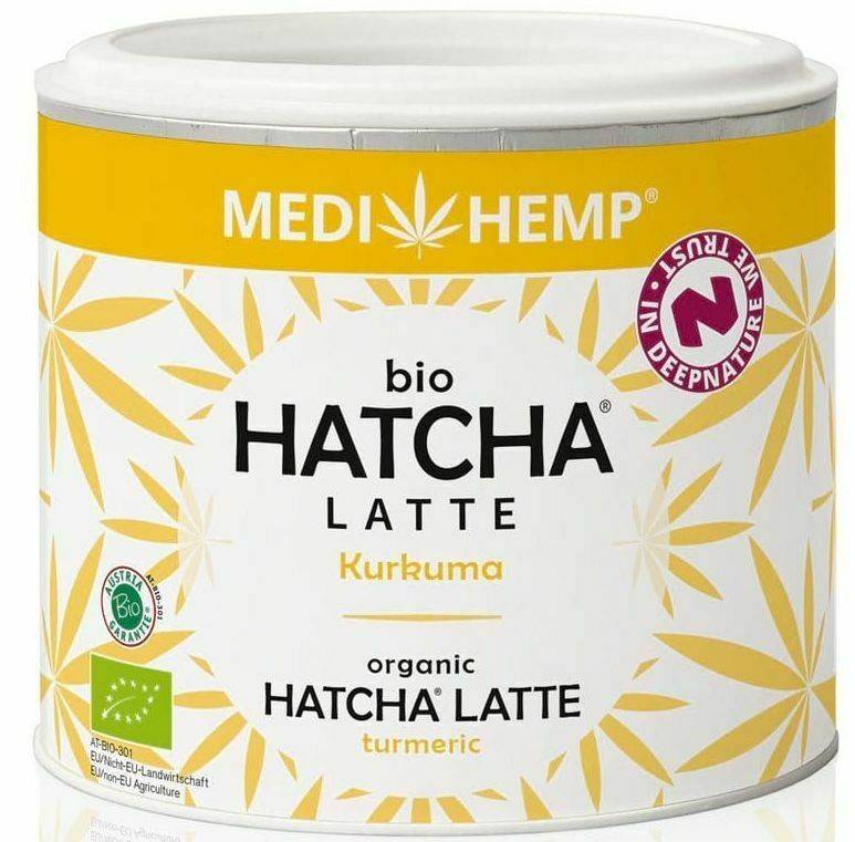 Hatcha latte cu turmeric, bio, 45g Medihemp                                                         