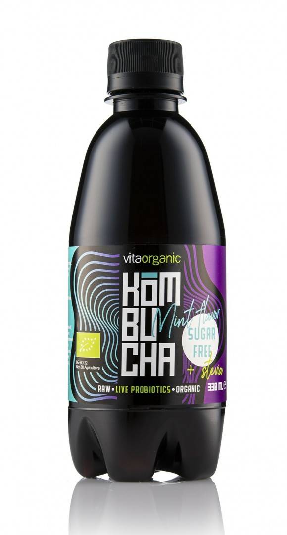 Kombucha cu menta indulcita cu stevia bio 330ml Vita Organic                                        