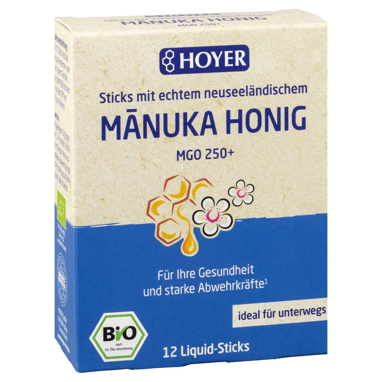 Miere de Manuka in doze MGO 250+ bio, 12dz x 8g, Hoyer                                              