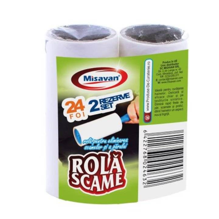Misavan Set 2 Rezerva Rola Curatare Scame si Par 2x24 Foi