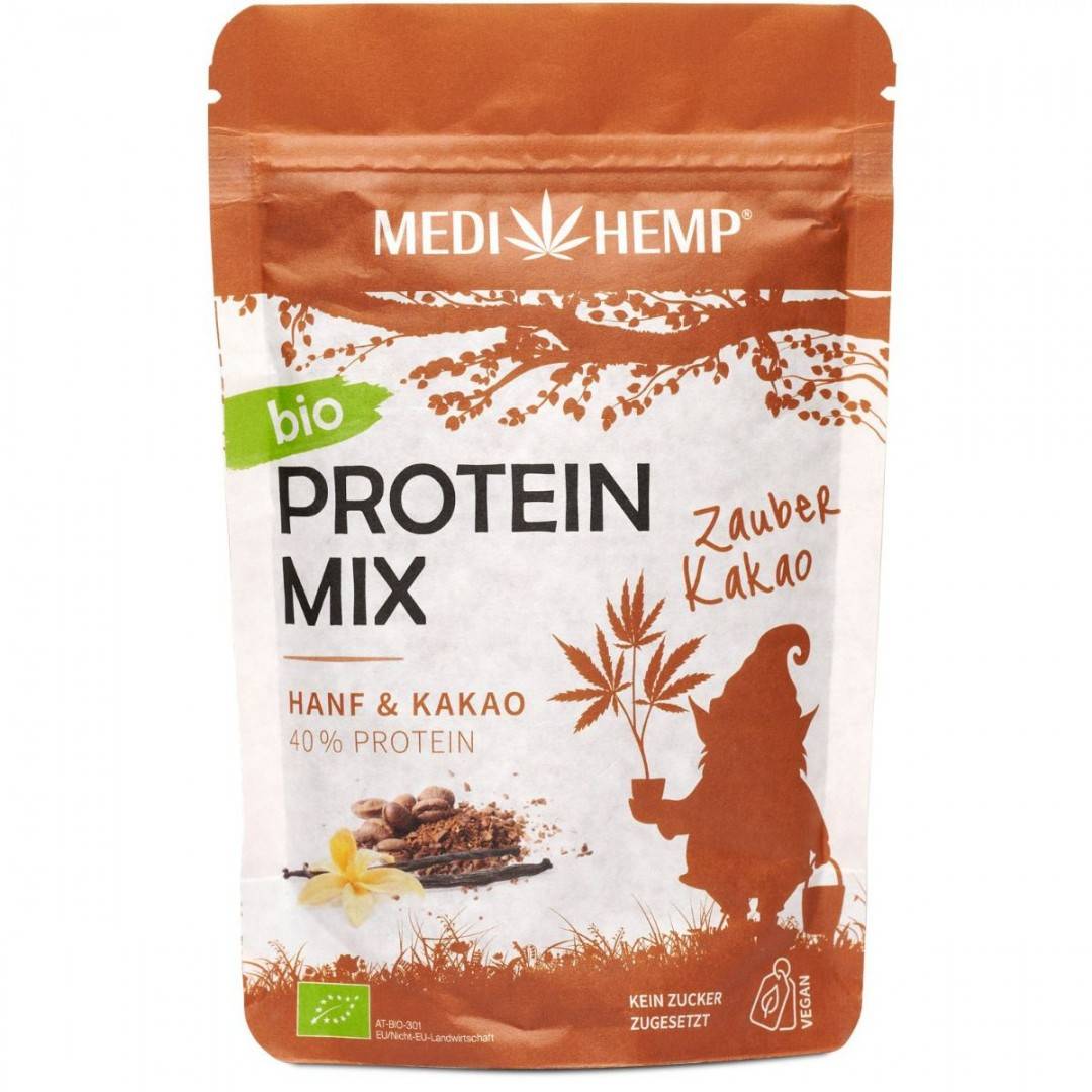 Mix proteic din canepa cu cacao, bio, (40% proteine), 200g, Medihemp                                