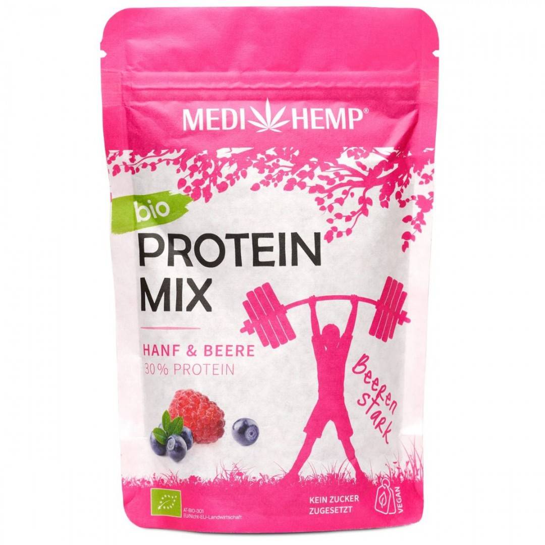 Mix proteic din canepa cu fructe, bio, (30% proteine), 200g, Medihemp                               