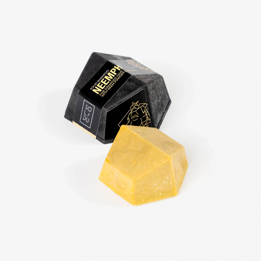 Sampon solid pentru par deteriorat cu pudra de neem si busuioc neemph 65g Solidu  