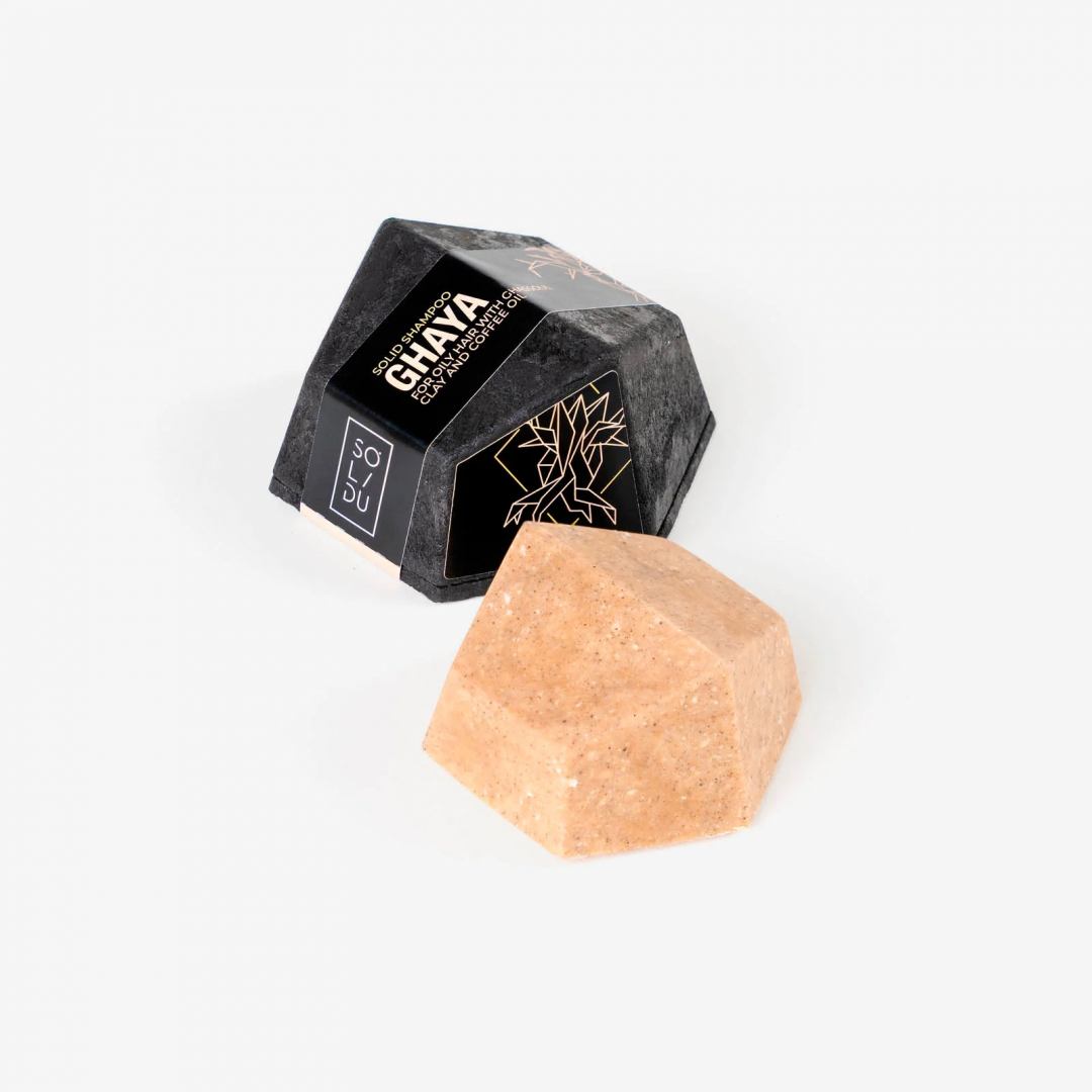 Sampon solid pentru par gras cu argila ghassoul si ulei de cafea ghaya 65g Solidu  