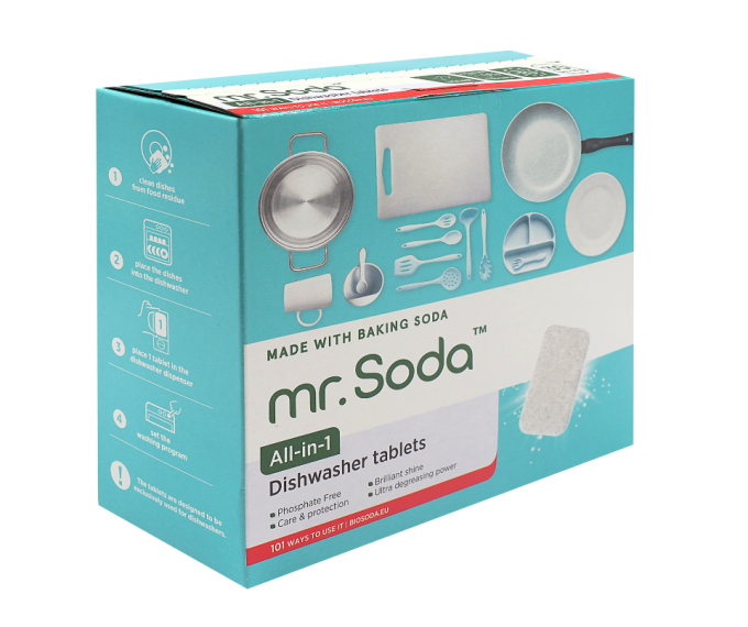 Tablete pentru masina de spalat vase cu bicarbonat de sodiu 30 bucati x 20g Mr. Soda