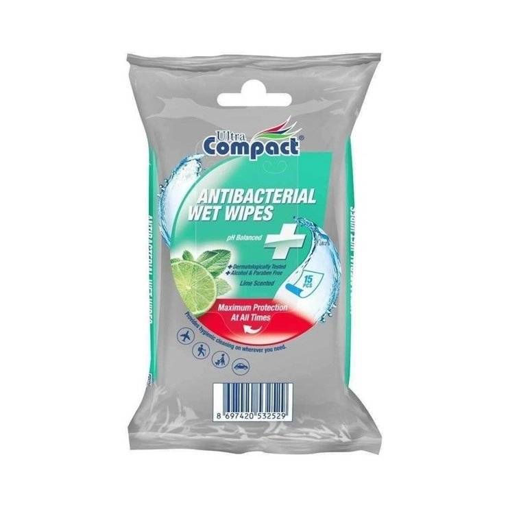 Ultra Compact Servetele Umede Antibacteriene, 15buc/pachet 