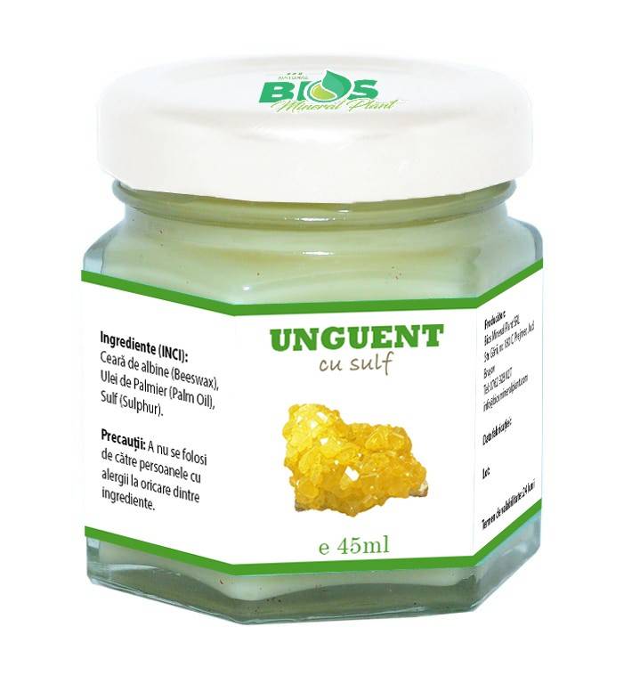 Unguent cu sulf, 45ml, Bios Mineral Plant                                                           