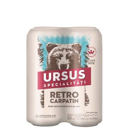 Ursus Nepasteurizata Retro Carpatin Doza 4x0.5L, Alc. 5.3%