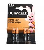 Baterii Duracell AAA, LR03, 1.5V Alkaline, 4 bucati