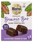 Baton brownie invelit in ciocolata neagra bio 3 x 40g Biona                                         