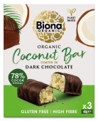 Baton cu cocos invelit in ciocolata neagra bio 3 x 40g Biona                                        