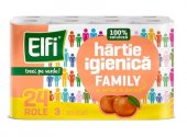 Elfi Hartie Igienica Family, Piersica, 3 straturi, 24 role
