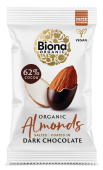 Migdale sarate invelite in ciocolata neagra bio 30g Biona                                           