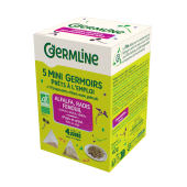 Mini germinatoare cu seminte de alfalfa, ridiche si fenicul, bio, 5 bucati x 8g, 40g, Germline      