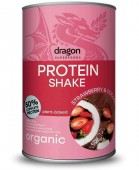 Shake proteic capsuni si cocos bio 450g Dragon Superfoods - 50% proteine                            